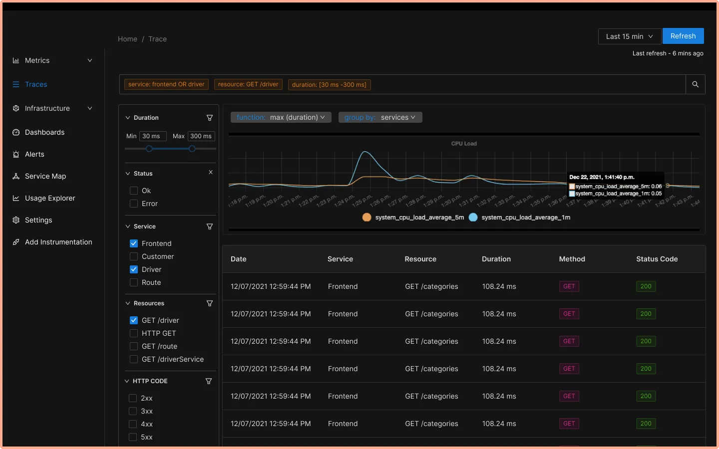 The all-new Traces tab with an exhaustive set of advanced filters