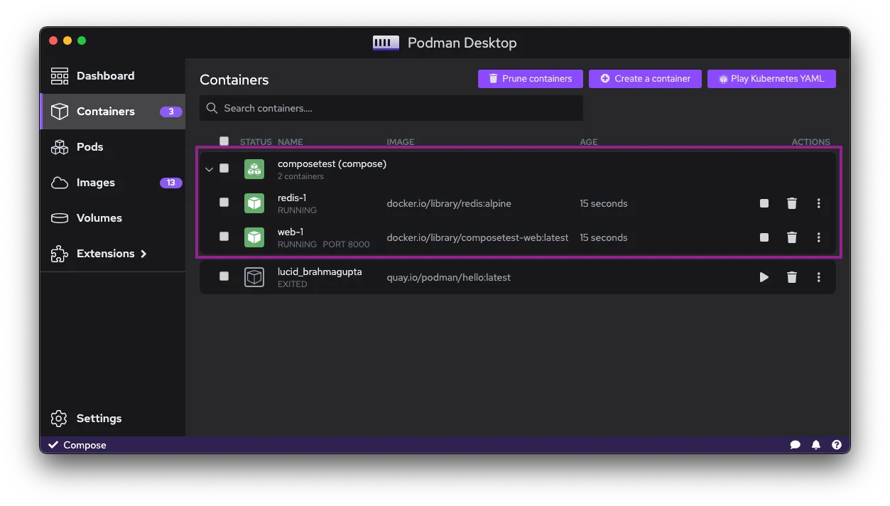 Podman Desktop Interface