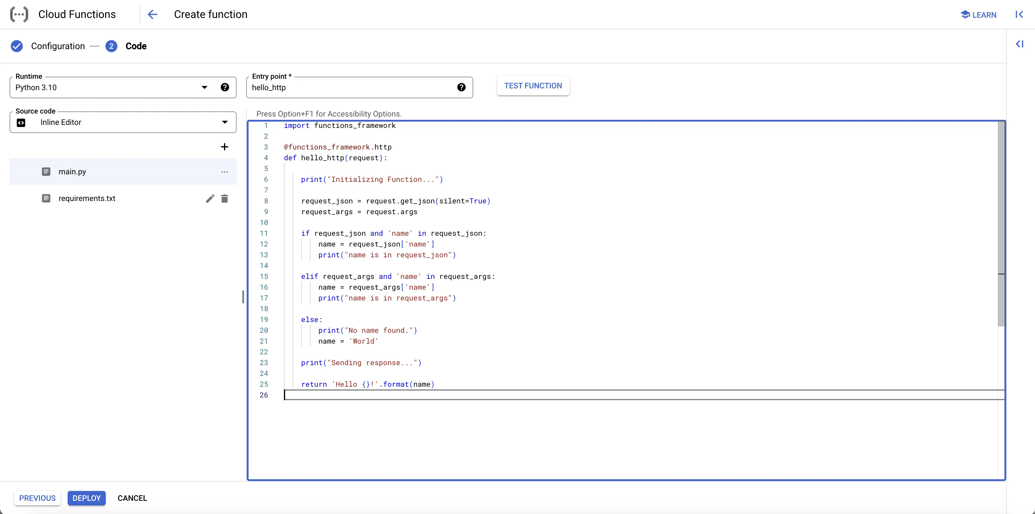 Complete Cloud Function Code