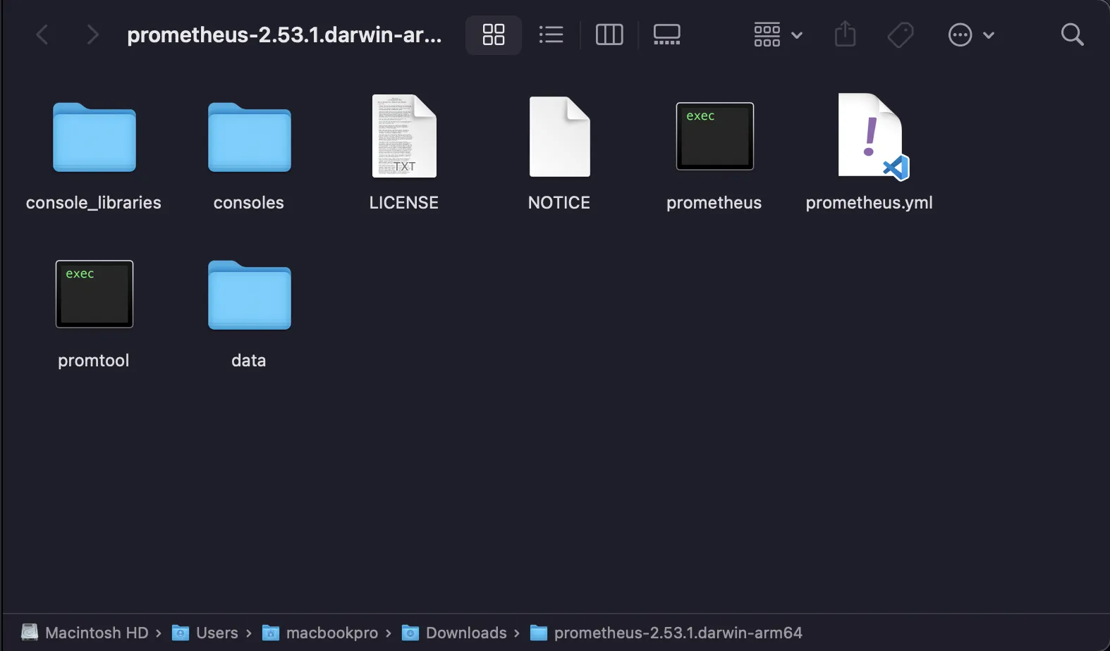 Prometheus extracted folder